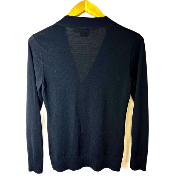 Tory Burch Black 100% Merino Wool V-Neck Long Sleeve Cardigan Sweater Size S - Picture 7 of 11